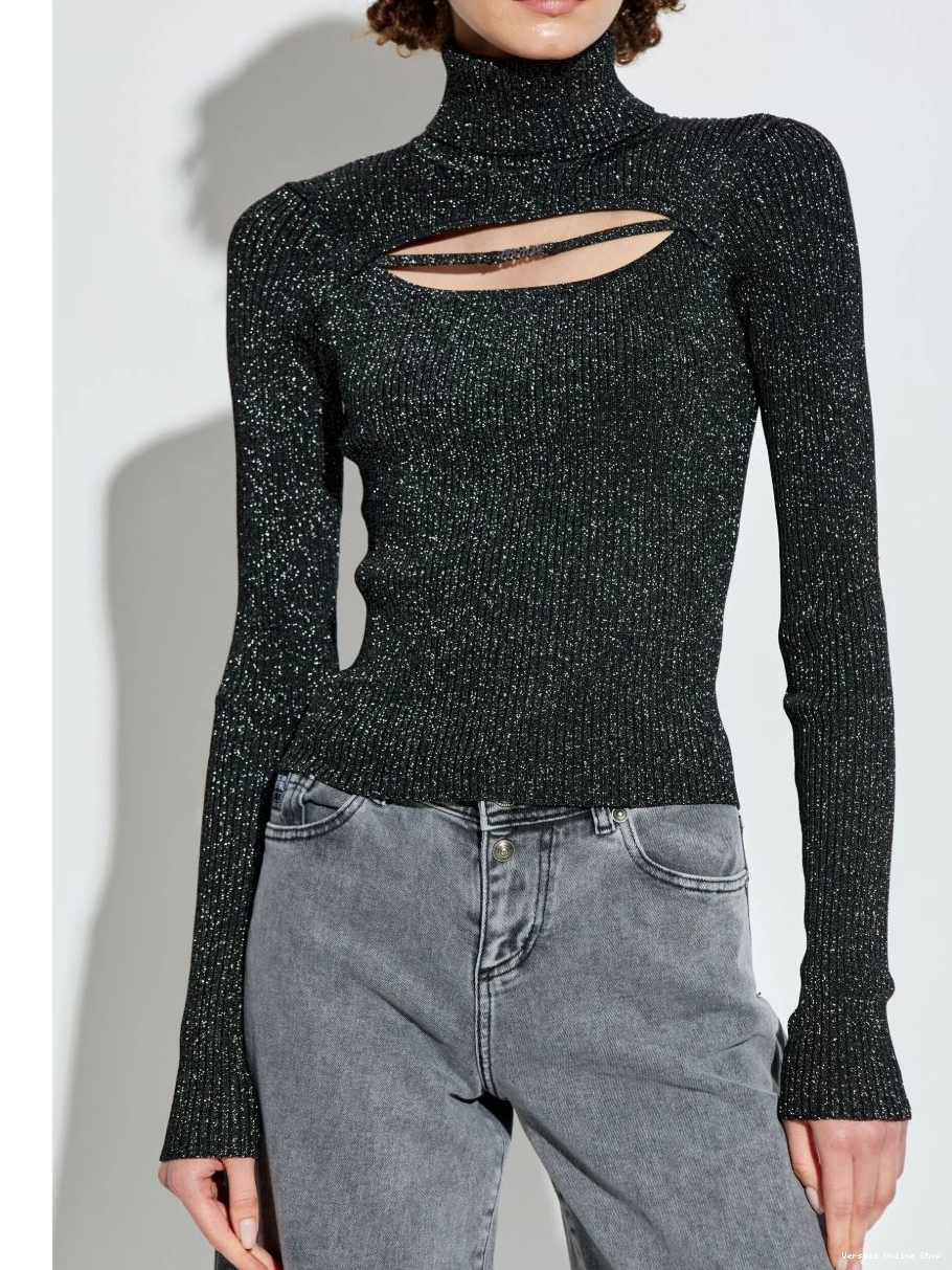 Cheap Versace lurex-detail Women Couture Jeans sweater 0414